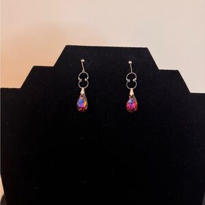 Silver & Purple Teardrop Earrings